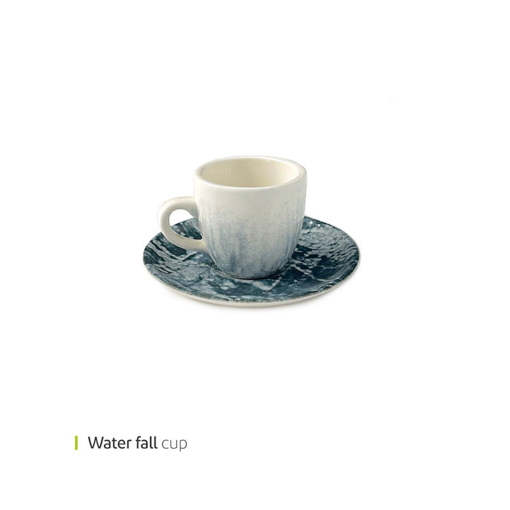 تصویر از فنجان و نعلبکی اسپرسو واتر فال وایت پلیت کد 22.1747 شش عددی