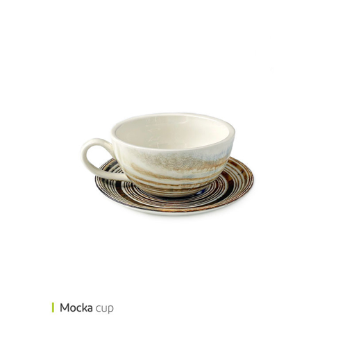 تصویر از فنجان و نعلبکی کاپوچینو موکا وایت پلیت کد 24.5275 شش عددی