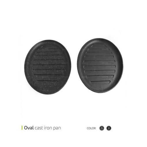 تصویر از تابه استیک پز چدنی بیضی 30 سانت وایت پلیت یک عددی