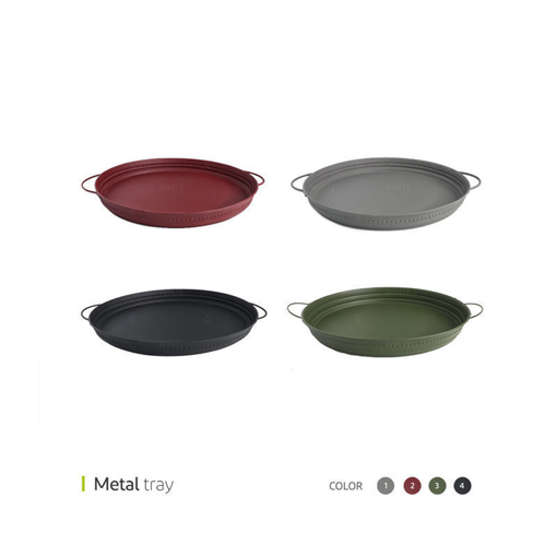 تصویر از سینی دو دسته فلزی متال 28 سانت وایت پلیت کد 7056m یک عددی