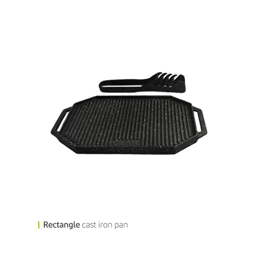 تصویر از تابه استیک پز چدنی مستطیل دوطرفه با انبر 33 سانت وایت پلیت کد 63322 یک عددی