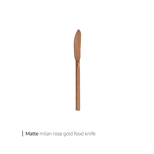 تصویر از کارد غذا خوری مات میلان رزگلد وایت پلیت کد 1607mn یک عددی