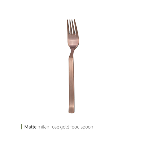 تصویر از چنگال غذا خوری رزگلد مات میلان کد 1606m شش عددی