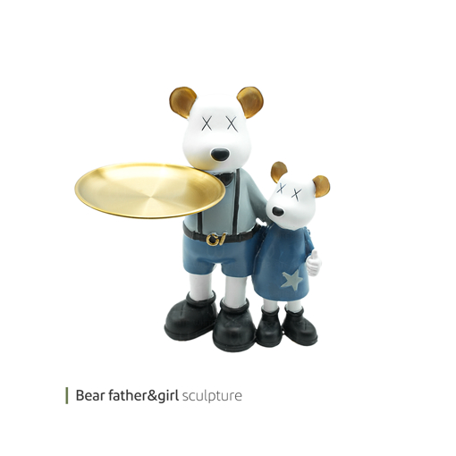 تصویر از مجسمه bear father and girl وایت پلیت کد 94.4977 یک عددی