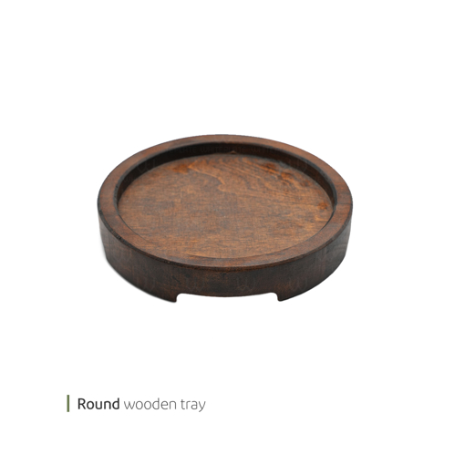 تصویر از سینی چوبی گرد پایه دار 25 سانت وایت پلیت کد 8733 یک عددی