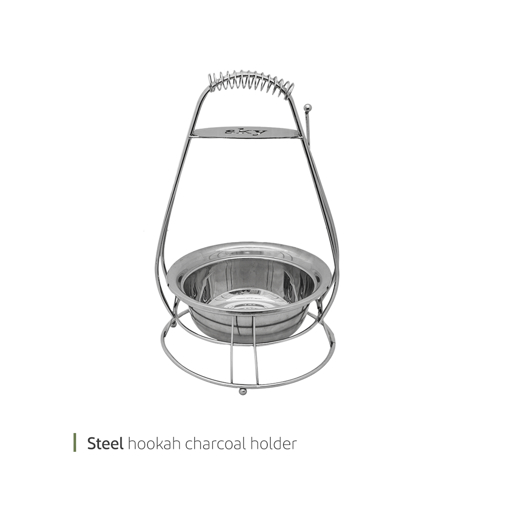 تصویر از استند استیل ذغال قلیان 31 سانت وایت پلیت کد 7238 یک عددی