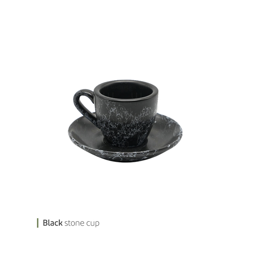 تصویر از فنجان و نعلبکی اسپرسو بلک استون وایت پلیت کد 142716m یک عددی